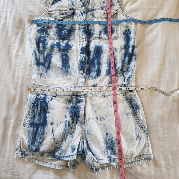 Michael Kors acid wash collared button front sleeveless romper size XS - Picture 4 of 6